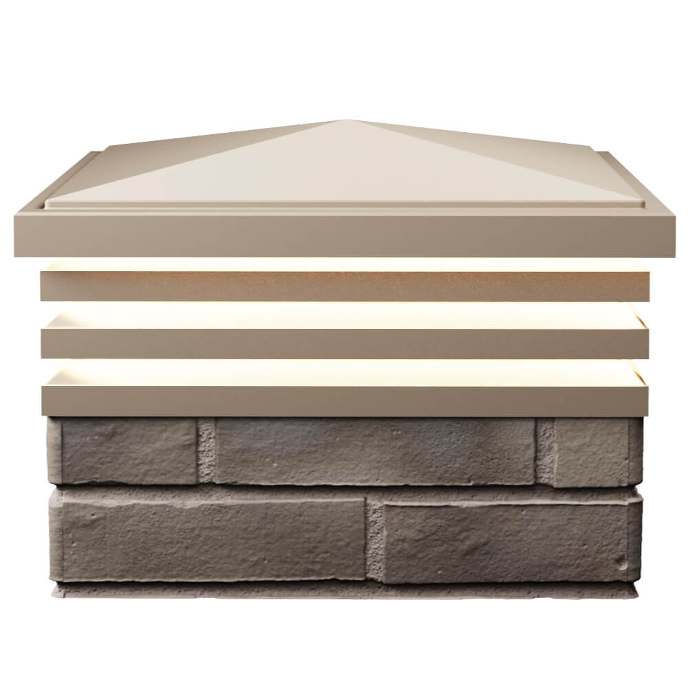 Колпак Zking Бона ХайТек Бежевый на столб 1.5х1.5 кирпича (385х385мм) с подсветкой в Северске фото