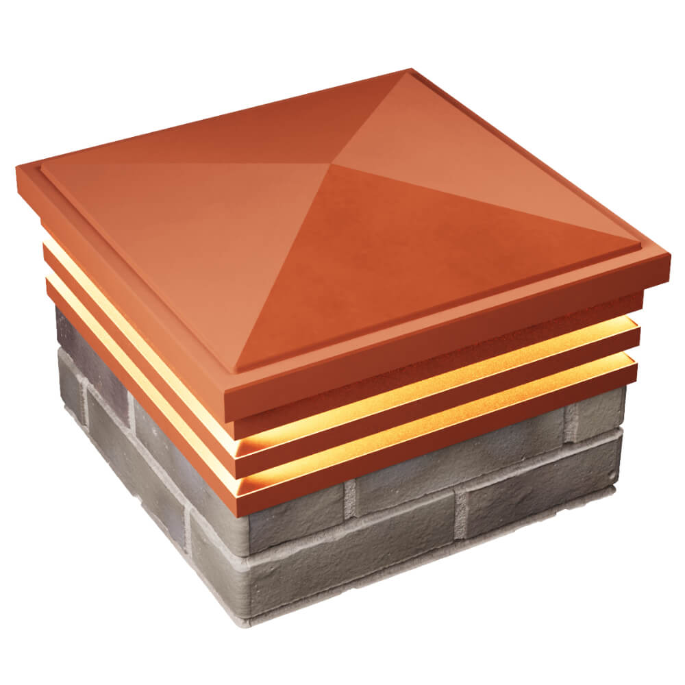 Колпак Zking Бона ХайТек Красный на столб 1.5х1.5 кирпича (385х385мм) с подсветкой в Северске фото