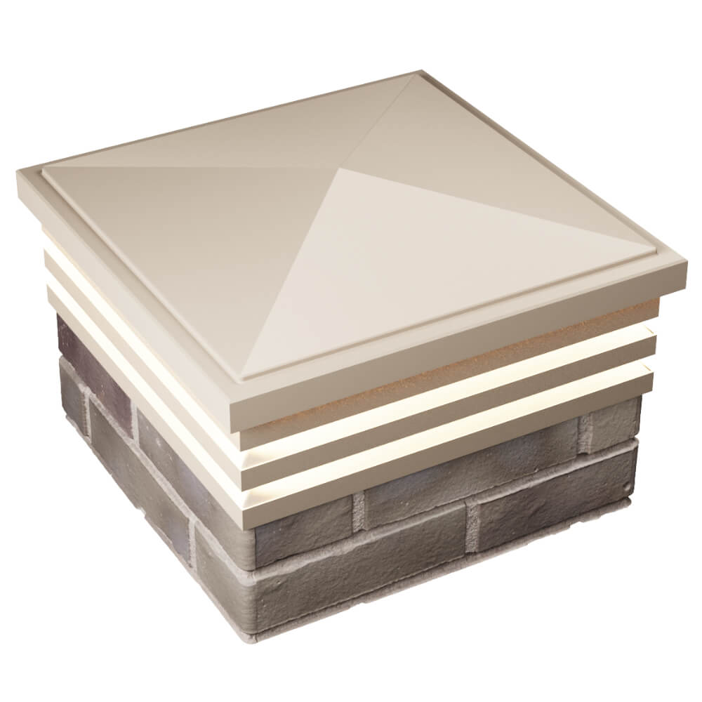 Колпак Zking Бона ХайТек Бежевый на столб 1.5х1.5 кирпича (385х385мм) с подсветкой в Северске фото