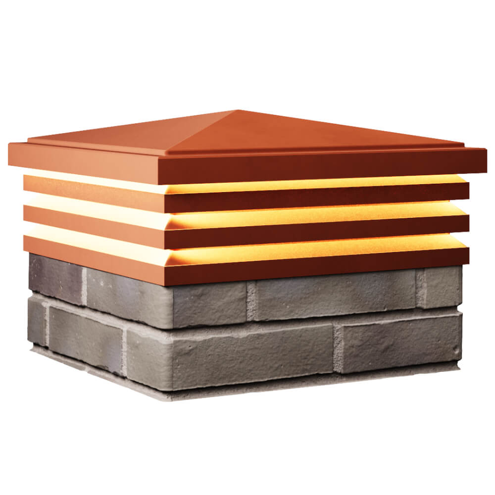 Колпак Zking Бона ХайТек Красный на столб 1.5х1.5 кирпича (385х385мм) с подсветкой в Северске фото