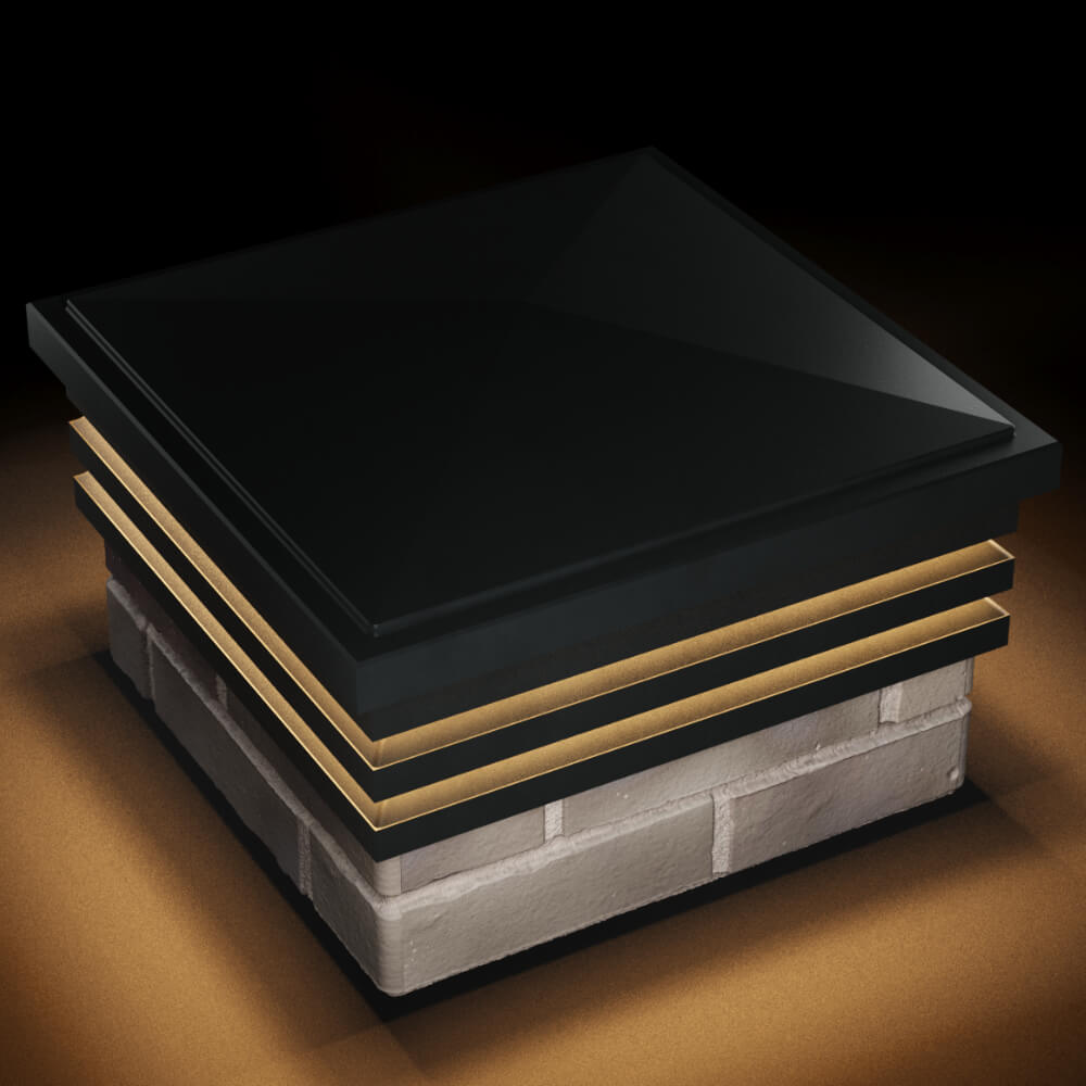 Колпак Zking Бона ХайТек Черный на столб 1.5х1.5 кирпича (385х385мм) с подсветкой в Северске фото