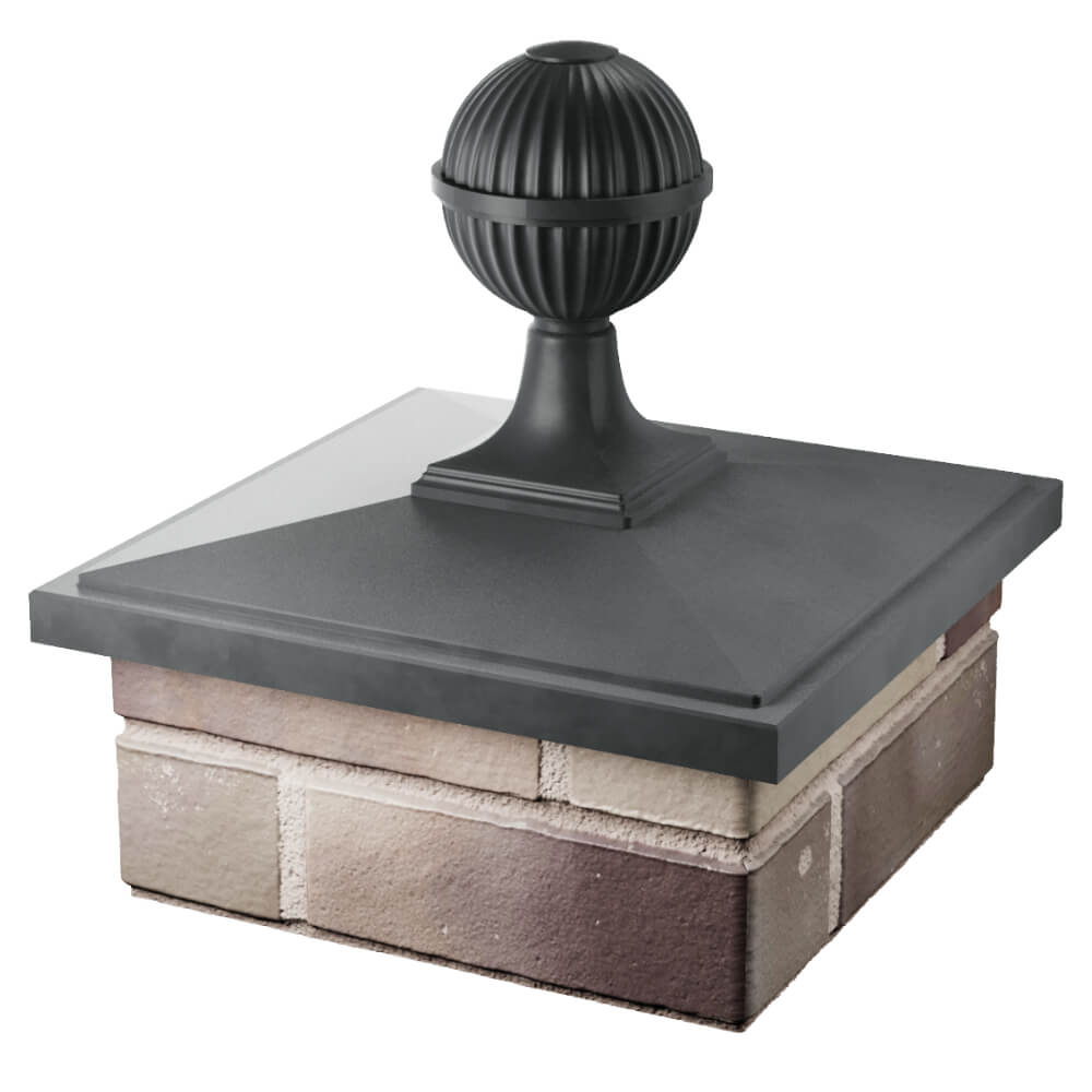 Колпак Zking БонаМоно Серый с шаром на столб 1.5х1.5 кирпича (385х385, 400х400мм) в сборе в Северске фото