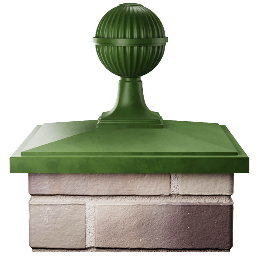 Колпак Zking БонаМоно Зеленый с шаром на столб 1.5х1.5 кирпича (385х385, 400х400мм) в сборе Северск фото