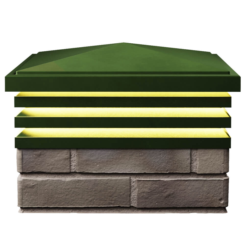 Колпак Zking Бона ХайТек Зеленый на столб 1.5х1.5 кирпича (385х385мм) с подсветкой в Северске фото