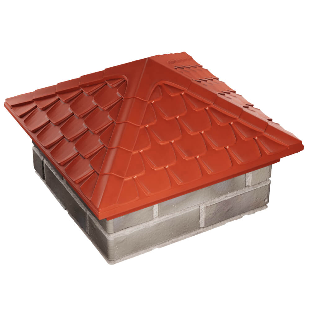 Колпак Zking Эльбрус Красный на столб 1.5х1.5 кирпича (385х385мм) в Северске фото