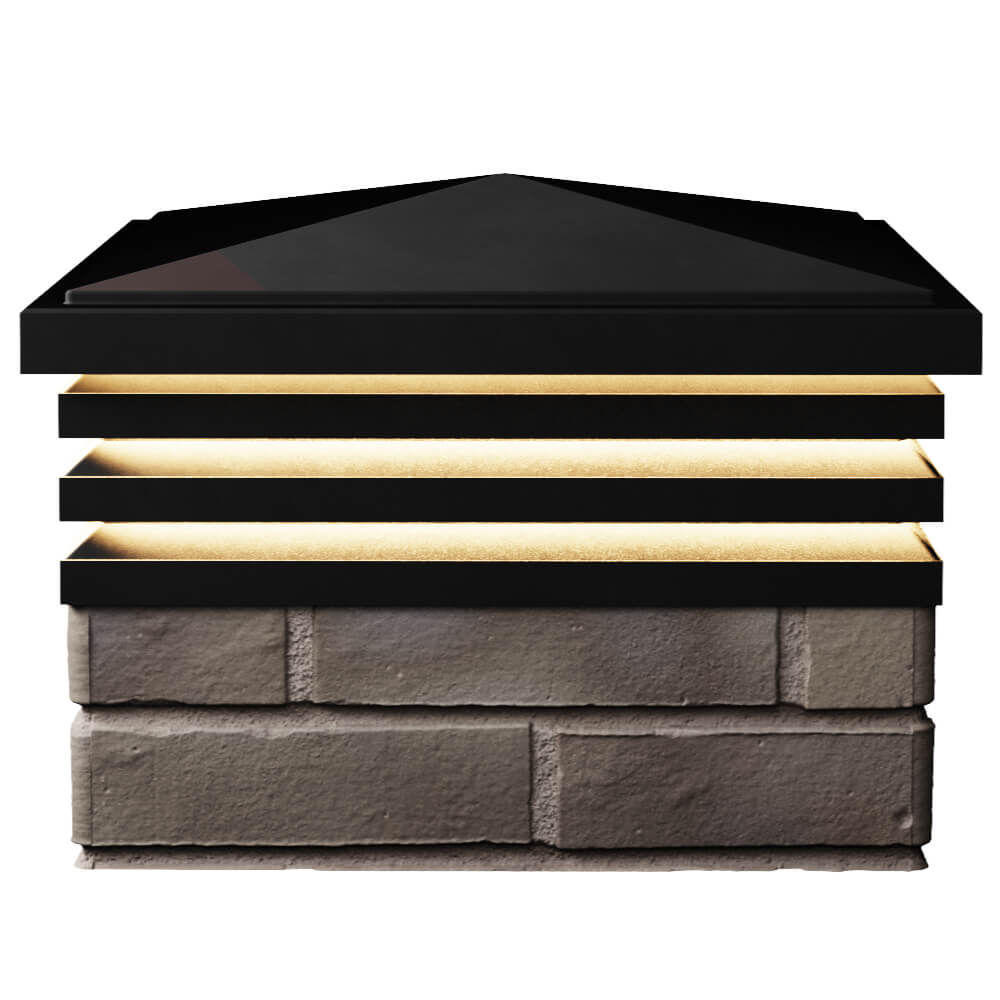 Колпак Zking Бона ХайТек Черный на столб 1.5х1.5 кирпича (385х385мм) с подсветкой в Северске фото