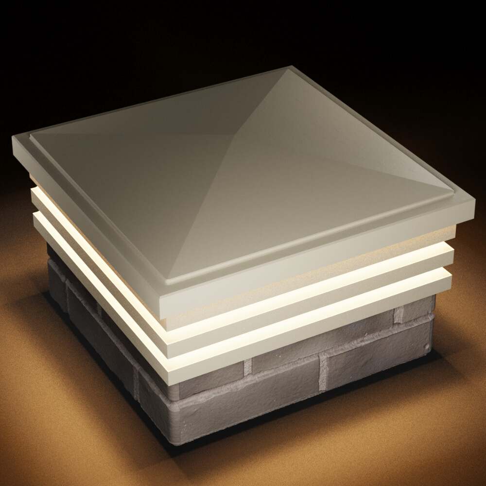 Колпак Zking Бона ХайТек Бежевый на столб 1.5х1.5 кирпича (385х385мм) с подсветкой в Северске фото