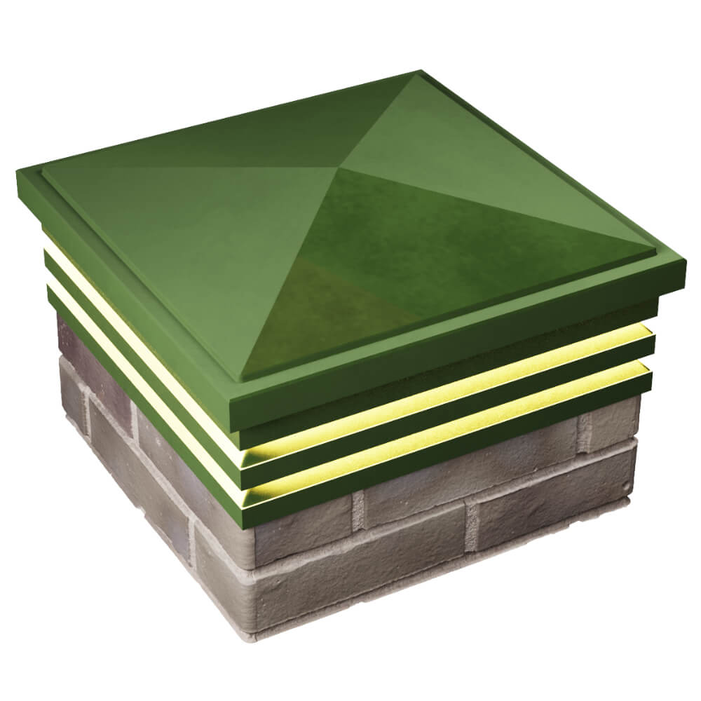 Колпак Zking Бона ХайТек Зеленый на столб 1.5х1.5 кирпича (385х385мм) с подсветкой в Северске фото