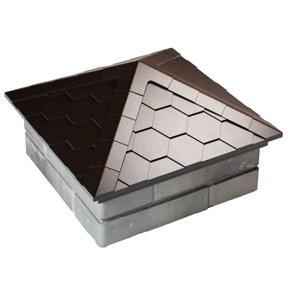 Колпак Zking Эверест Коричневый на столб 1.5х1.5 кирпича (390х390мм) в Северске фото