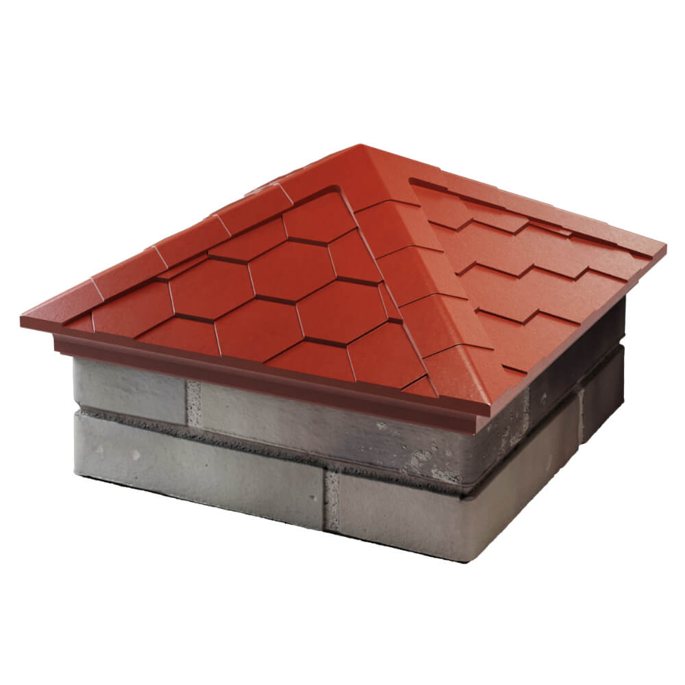 Колпак Zking Эверест Красный на столб 1.5х1.5 кирпича (390х390мм) в Северске фото