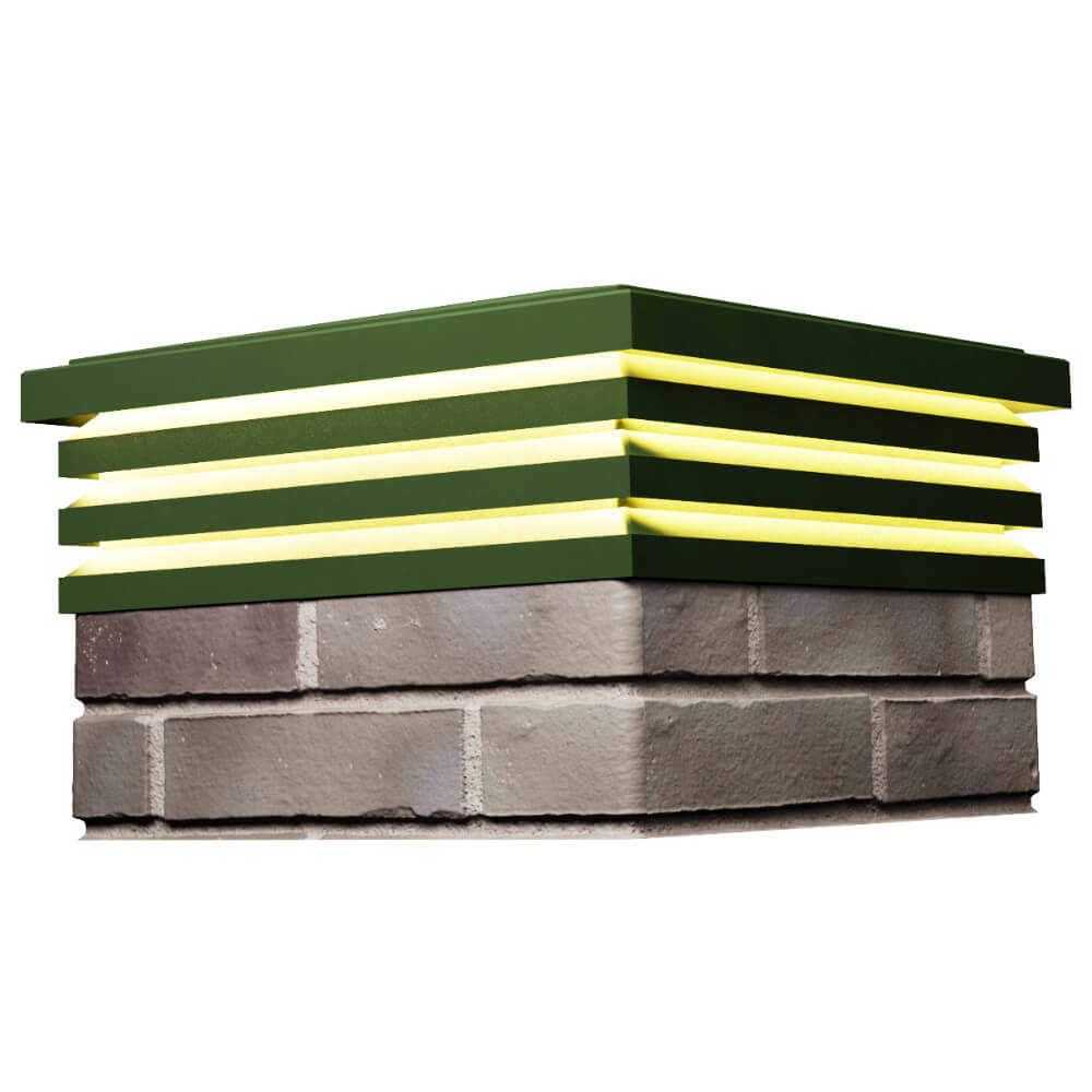 Колпак Zking Бона ХайТек Зеленый на столб 1.5х1.5 кирпича (385х385мм) с подсветкой в Северске фото