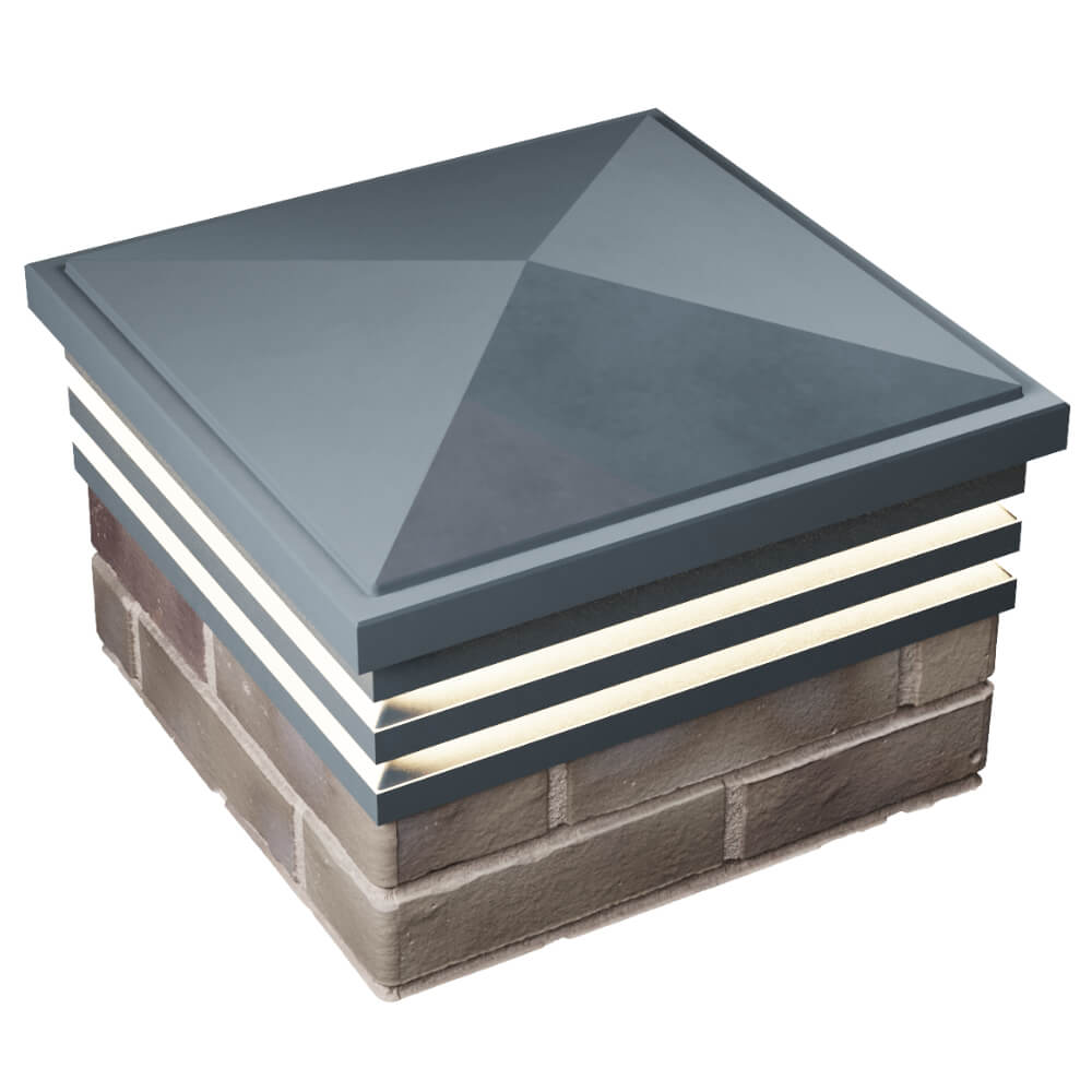 Колпак Zking Бона ХайТек Серый на столб 1.5х1.5 кирпича (385х385мм) с подсветкой в Северске фото