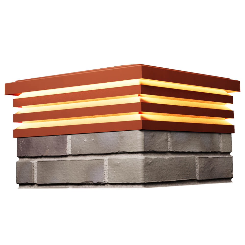 Колпак Zking Бона ХайТек Красный на столб 1.5х1.5 кирпича (385х385мм) с подсветкой в Северске фото