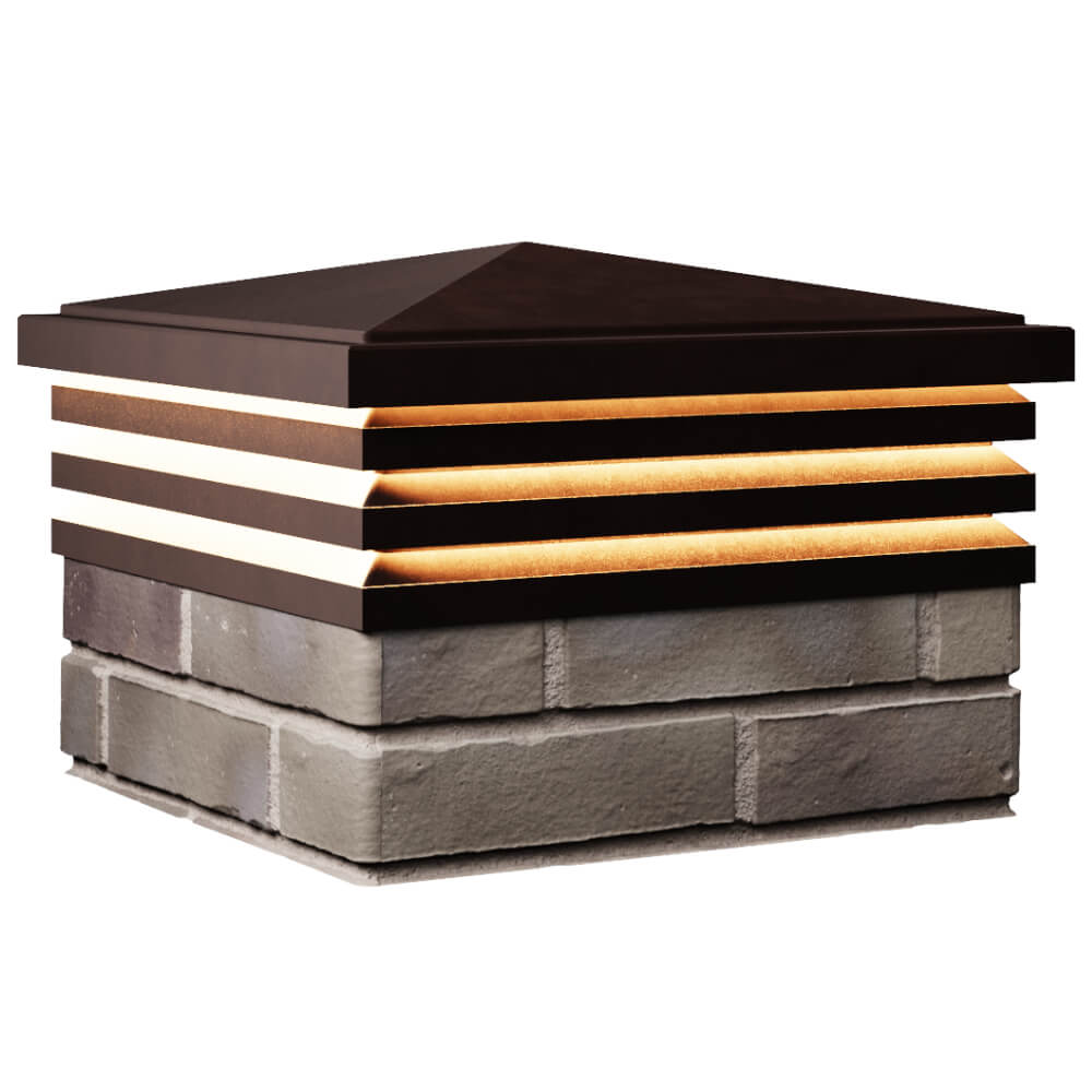 Колпак Zking Бона ХайТек Коричневый на столб 1.5х1.5 кирпича (385х385мм) с подсветкой в Северске фото