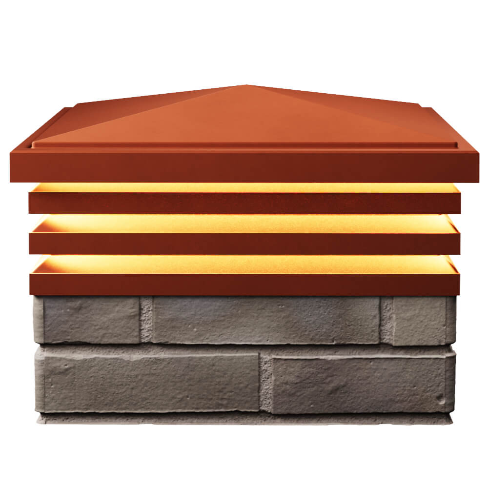 Колпак Zking Бона ХайТек Красный на столб 1.5х1.5 кирпича (385х385мм) с подсветкой в Северске фото