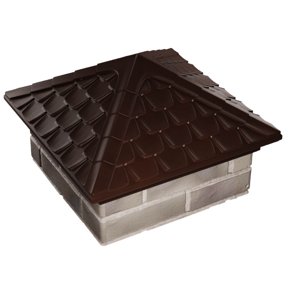 Колпак Zking Эльбрус Коричневый на столб 1.5х1.5 кирпича (385х385мм) в Северске фото