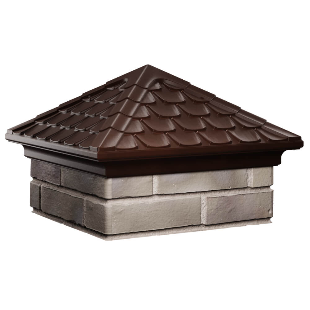 Колпак Zking Эльбрус Коричневый на столб 1.5х1.5 кирпича (385х385мм) в Северске фото